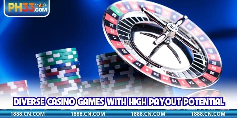 Diverse casino games with high payout potential
